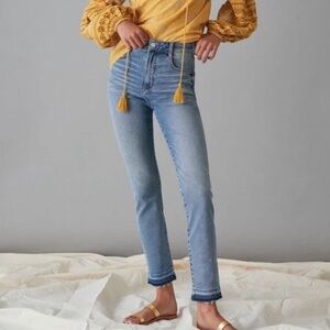 Anthropologie Pilcro High Rise Cigarette Slim Straight Raw Hem Jeans Size 28
